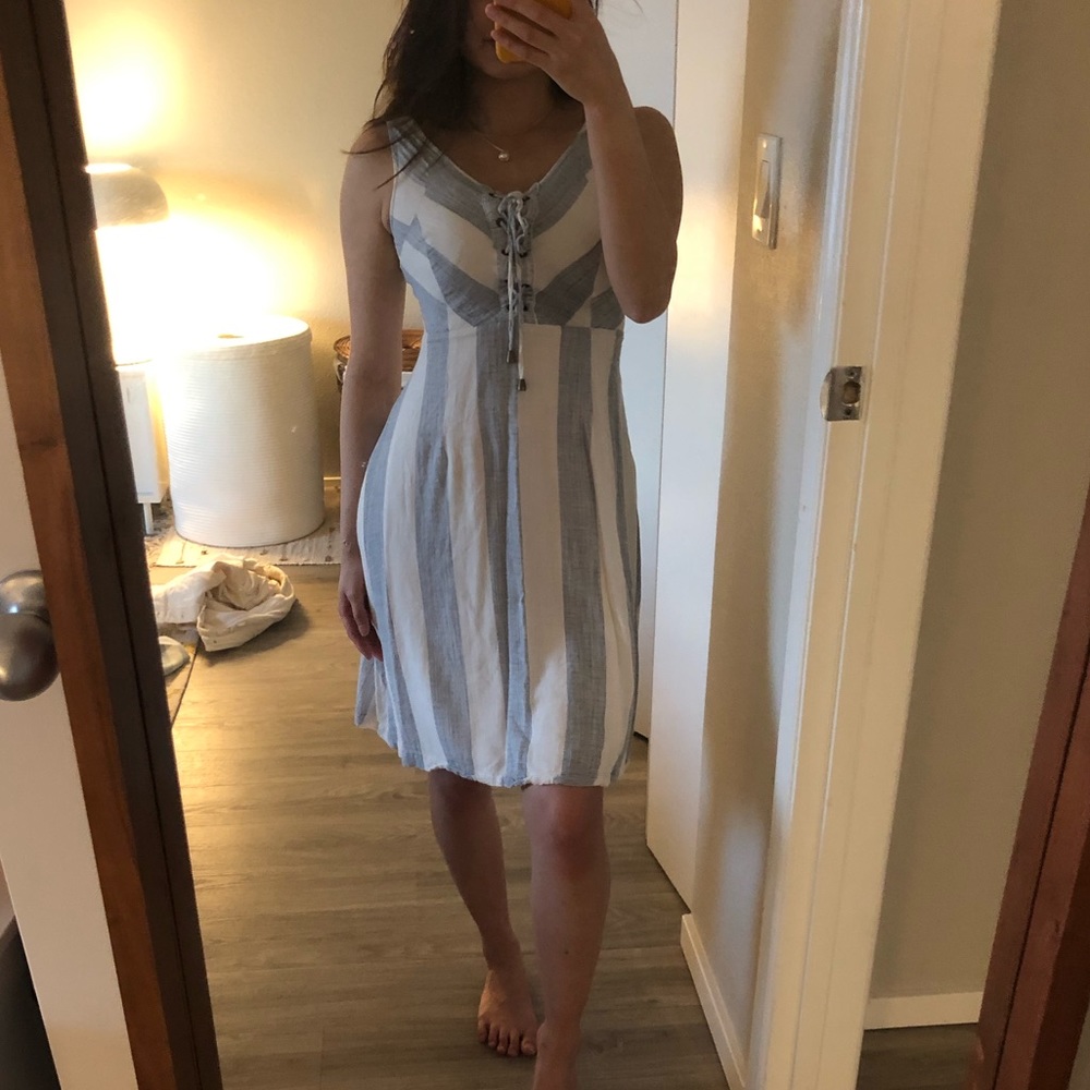 Lulus tie front dress with stripes